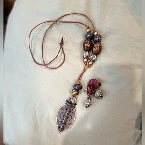 N161 Purple and Brown Boho Organic Design in Ceramic necklace and earrings